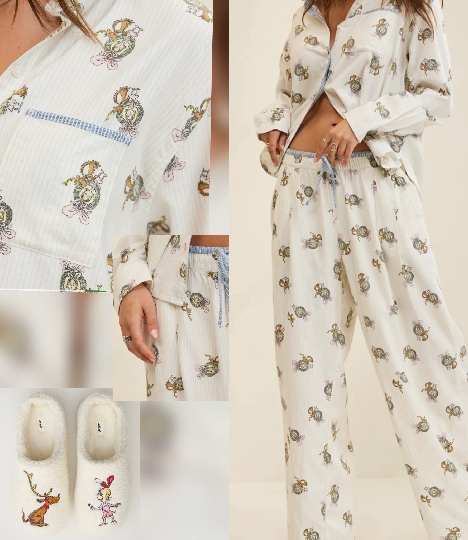 This is not your regular flannel material…it’s so soft and comfy! Loving this Aerie Cindy Lou pajama set! I had to get the Aerie Flannel Trouser PJs! I also love the Sherpa Scuff Slippers, Aerie Flannel Girl Boxer (nice option if you prefer shorts over pj bottoms) & Flannel Pajama Shirt. Too cute and definitely something to grab early!

#LTKGiftGuide #LTKHoliday #LTKStyleTip