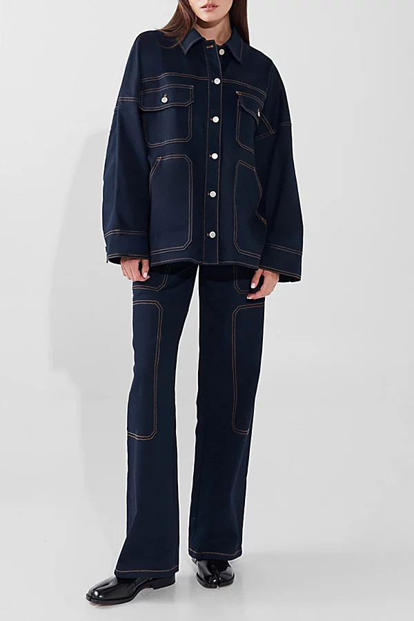 BY. DYLN Cooper Oversized Denim Jacket in Denim, Women's at Urban Outfitters | Urban Outfitters (US and RoW)