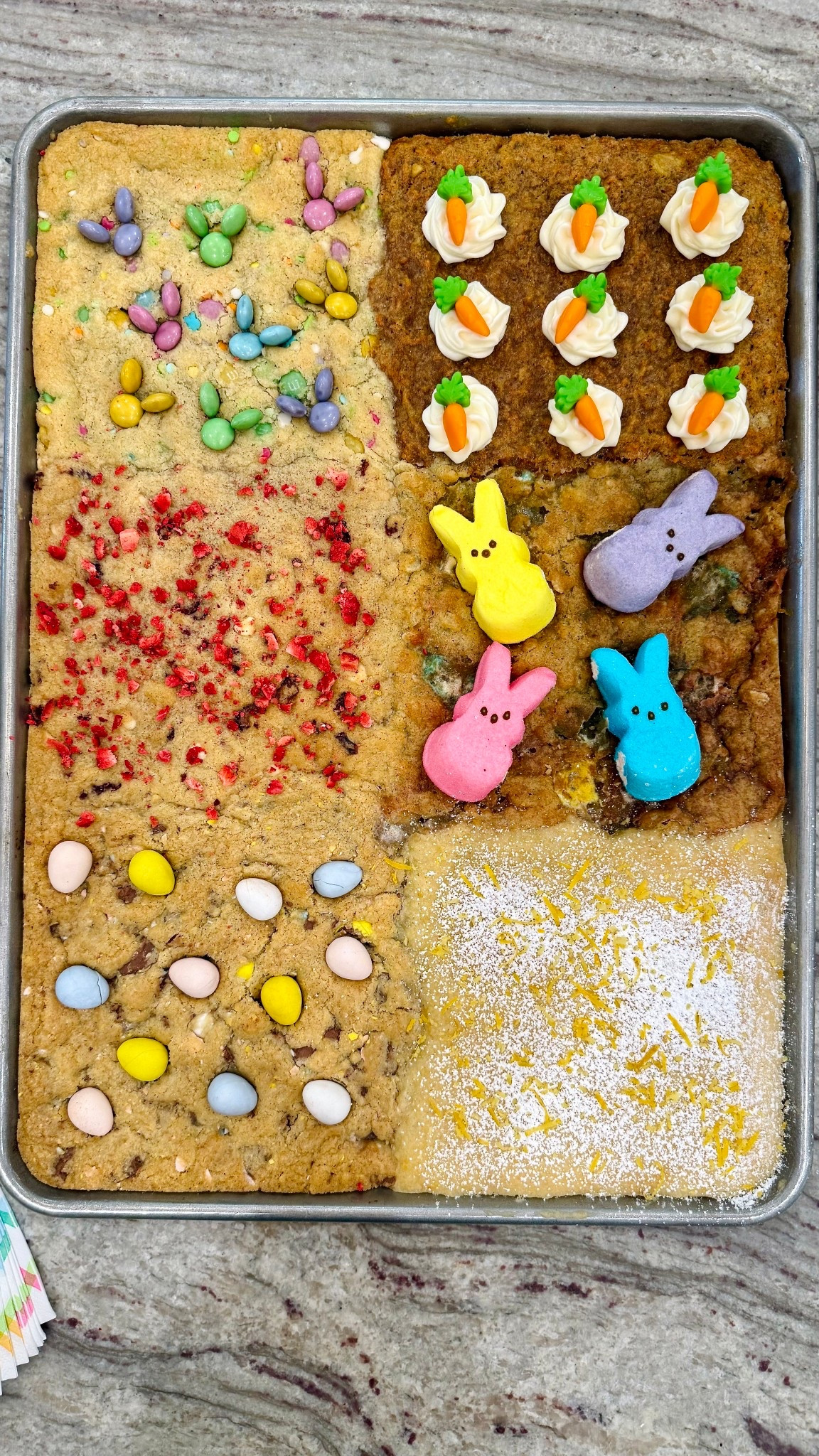 Easter Cookie Bars 🐰🍪🐣 One batch of cookie dough baked into 6 delicious spring-themed flavors, all in the same sheet pan, makes this cookie bar recipe an Easter must! 💛

#LTKSeasonal #LTKspringtrends #LTKHome