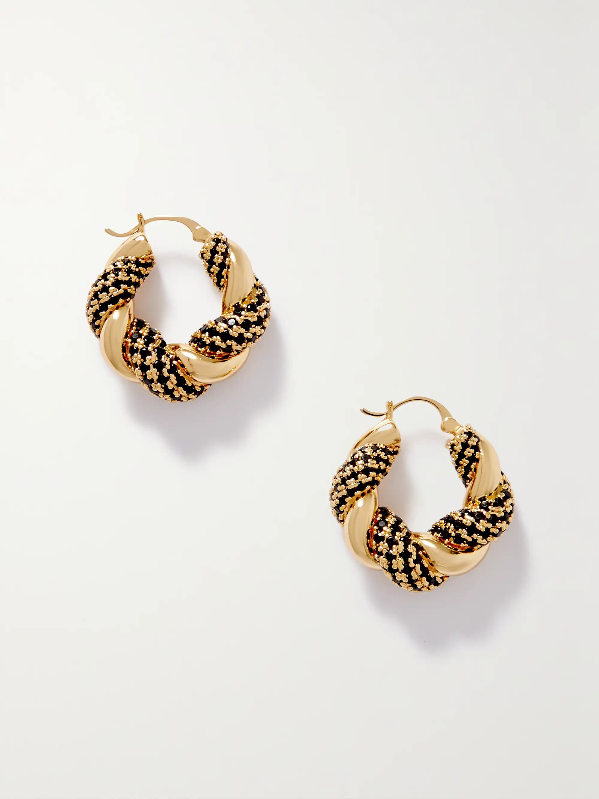 Croissant gold-plated cubic zirconia hoop earrings | NET-A-PORTER (UK & EU)