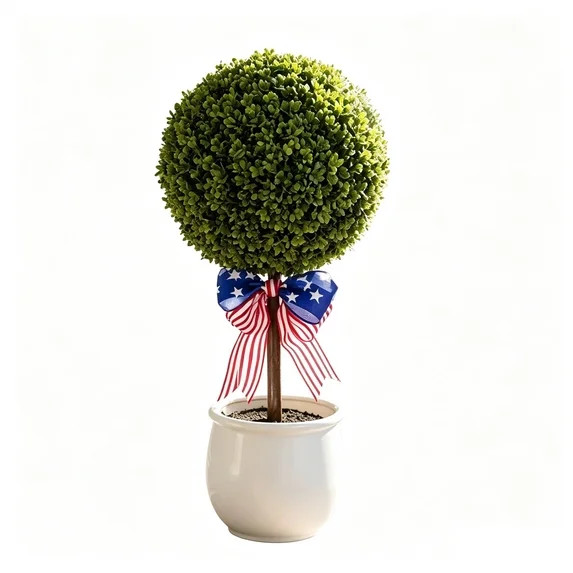 4th Of July Decor Ball Topiary Artificial Plants For Porch Home Garden American Independence Day ... | Walmart (US)