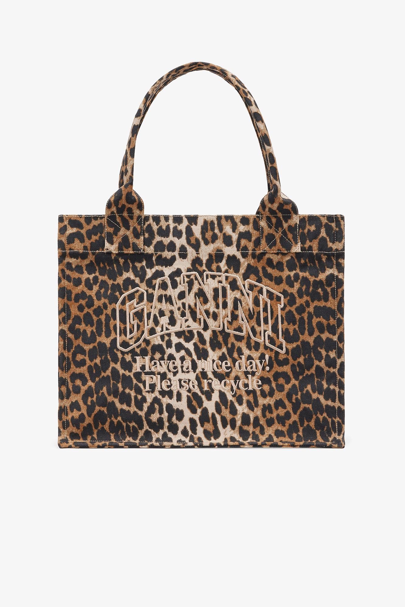 Leopard Large Canvas Tote Bag | Ganni