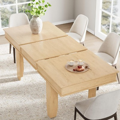 Extendable Farmhouse Dining Table for 6-10 – Large 63"-86.6" Rectangular Oak Kitchen Table – Modern Rustic Banquet Table – Sturdy Wooden Frame | Target
