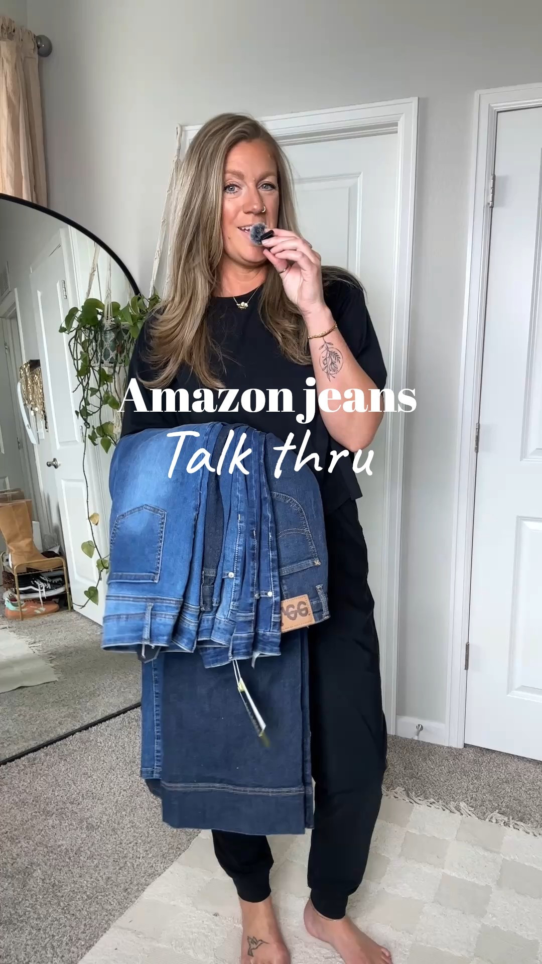 Amazon jeans for tall girls 
Flare - 10 long
Bootcut - 10 34” 
Straight leg - large 34” 
Trouser - 10 long, a little snug in waist
Skinny - 10 long (34”)

#LTKMidsize #LTKTall