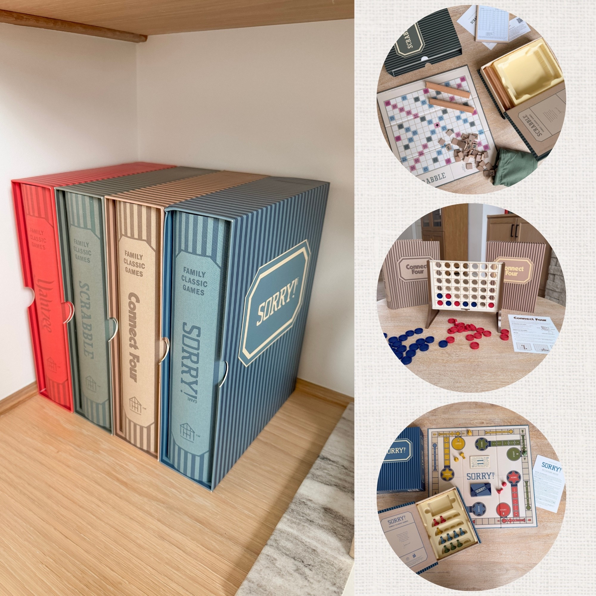 Aesthetic board game, Yahtzee, scrabble, connect four, sorry, collectible, target games, gift ideas, coffee table decor, shelf decor