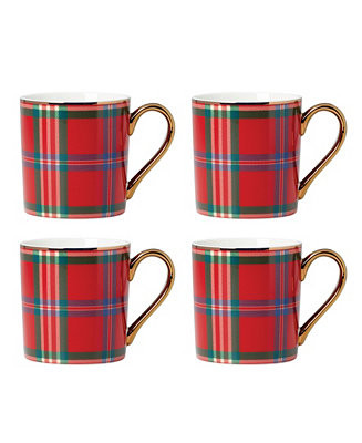 Lenox Holiday Tartan Mugs, Set of 4 - Macy's | Macy's