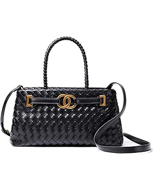 Woven Tote Bag, Woven Leather Handbag, Evening Clutch Purses for Women,Top Handle Shoulder Crossb... | Amazon (US)