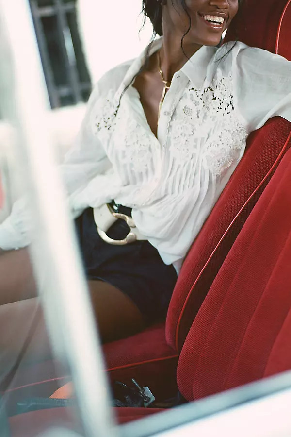 Ranna Gill Long-Sleeve Lace Pintuck Blouse | Anthropologie (US)