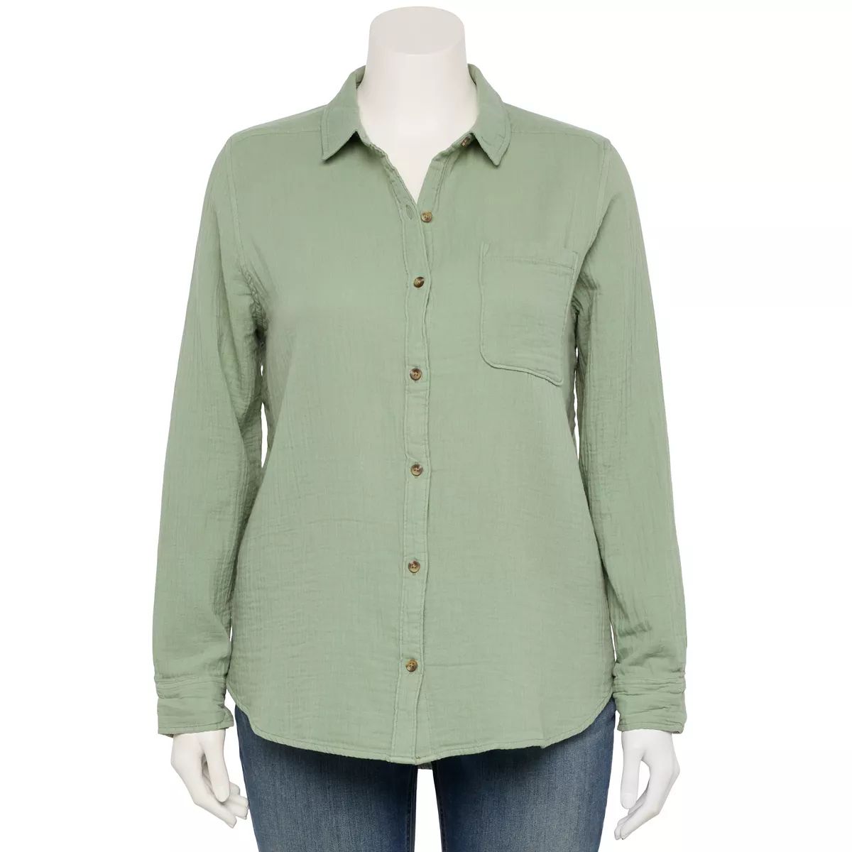 Juniors' Plus Size SO® Long Sleeve Gauze Button Down Shirt | Kohl's
