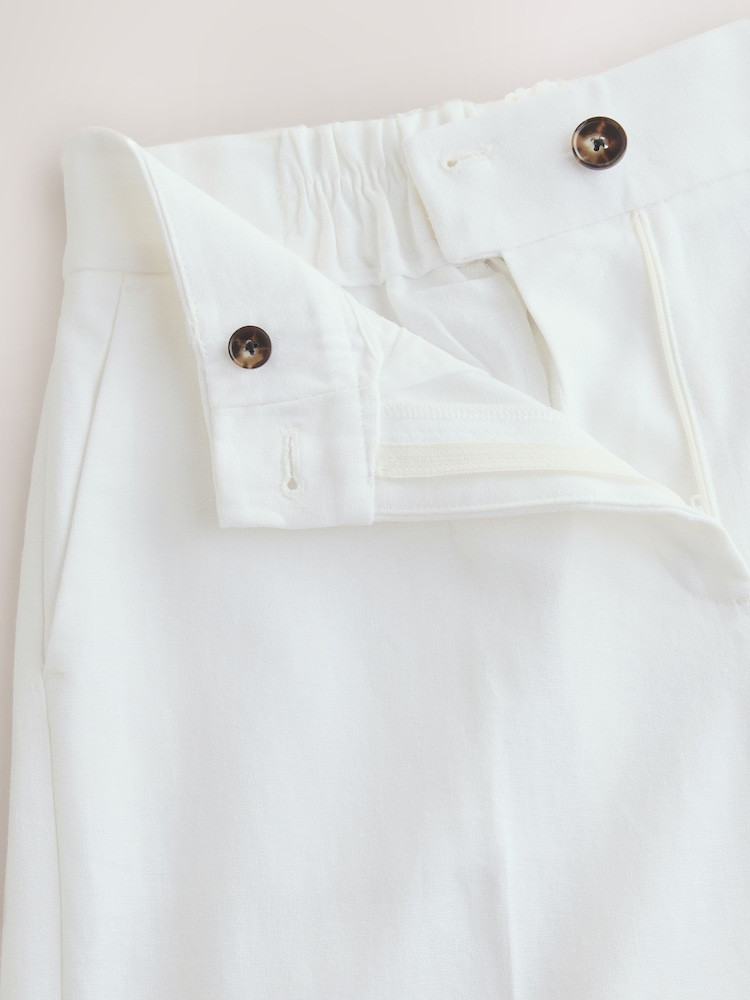 White Linen Rich Wide Leg Trousers | Next US