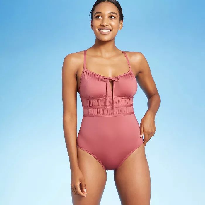 Women's Gathered Modern One Piece Swimsuit - Kona Sol™ Mauvewood | Target