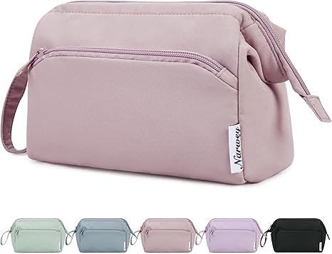 Narwey Large Makeup Bag Women Wide-open Make up Bag Travel Cosmetic Bag Organizer Toiletry Bag fo... | Amazon (US)
