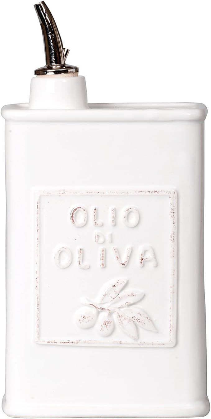 Vietri Lastra White Olive Oil Can Container, 24 oz Stoneware Salad Dressing Pourer | Amazon (US)