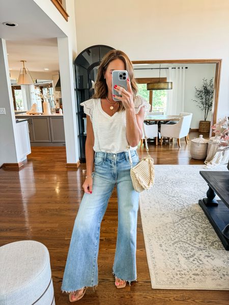 Perfect outfit combo!! 
XS tee
Jeans tts- regular length in my true size 25. I’m 5’3”
Necklaces / use code: twopeasinablog 

#LTKSeasonal #LTKOver40