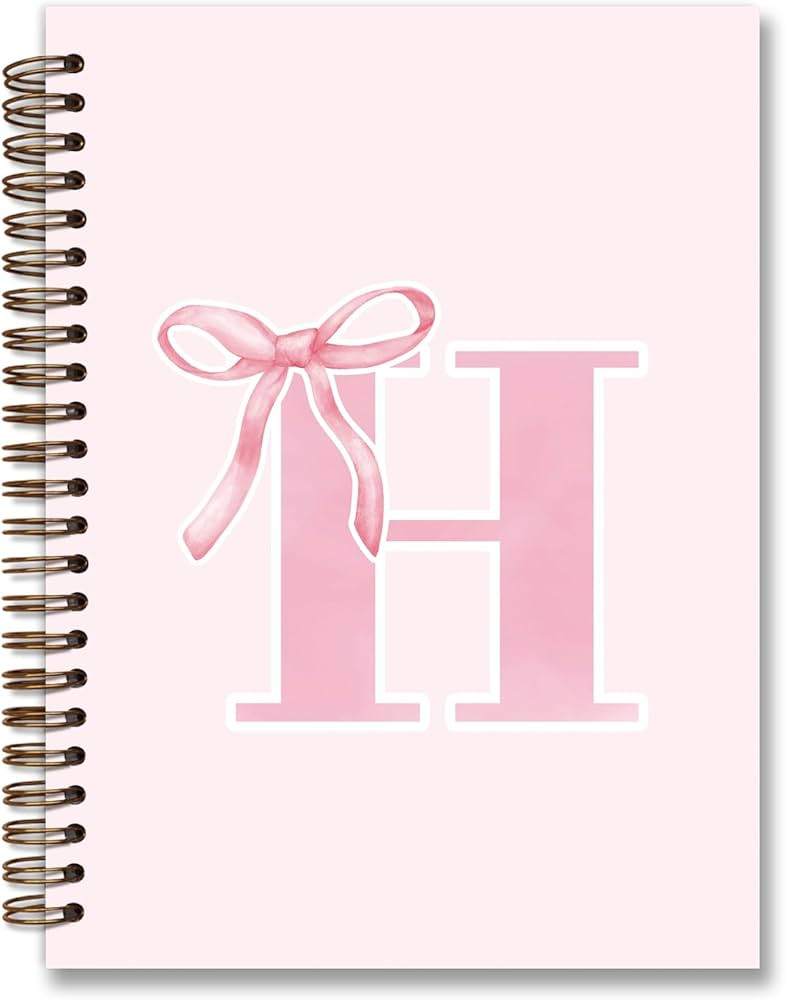 Coquette Trendy Preppy Pink Bow Spiral Notebook,Initial H Journal Personalized Teen Girl Gifts,Mo... | Amazon (US)