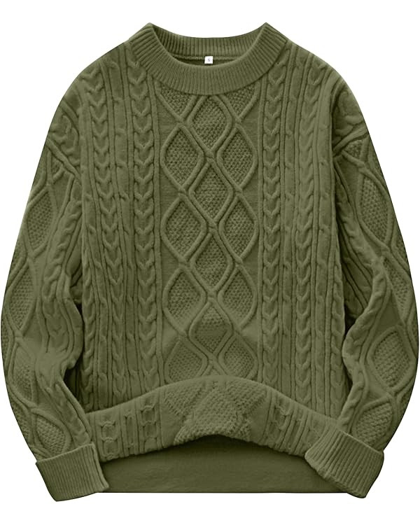 ANRABESS Women Oversized Chunky Cable Knitted Vintage Sweater 2025 Fall Winter Outfits | Amazon (US)