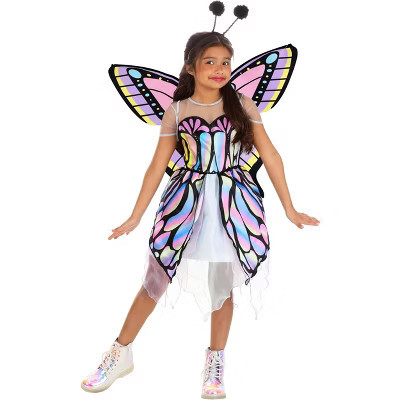 HalloweenCostumes.com X Large Girl Girl's Wild Wings Pastel Butterfly Halloween Costume | Kids Colorful Butterfly Dress-Up Outfit,  Pink/Blue/Purple | Target