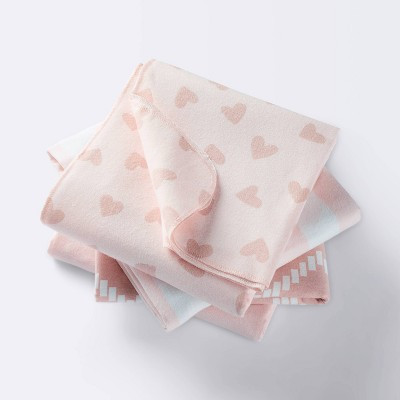 Flannel Baby Blanket - Pink Hearts and Chevron - Cloud Island™ | Target