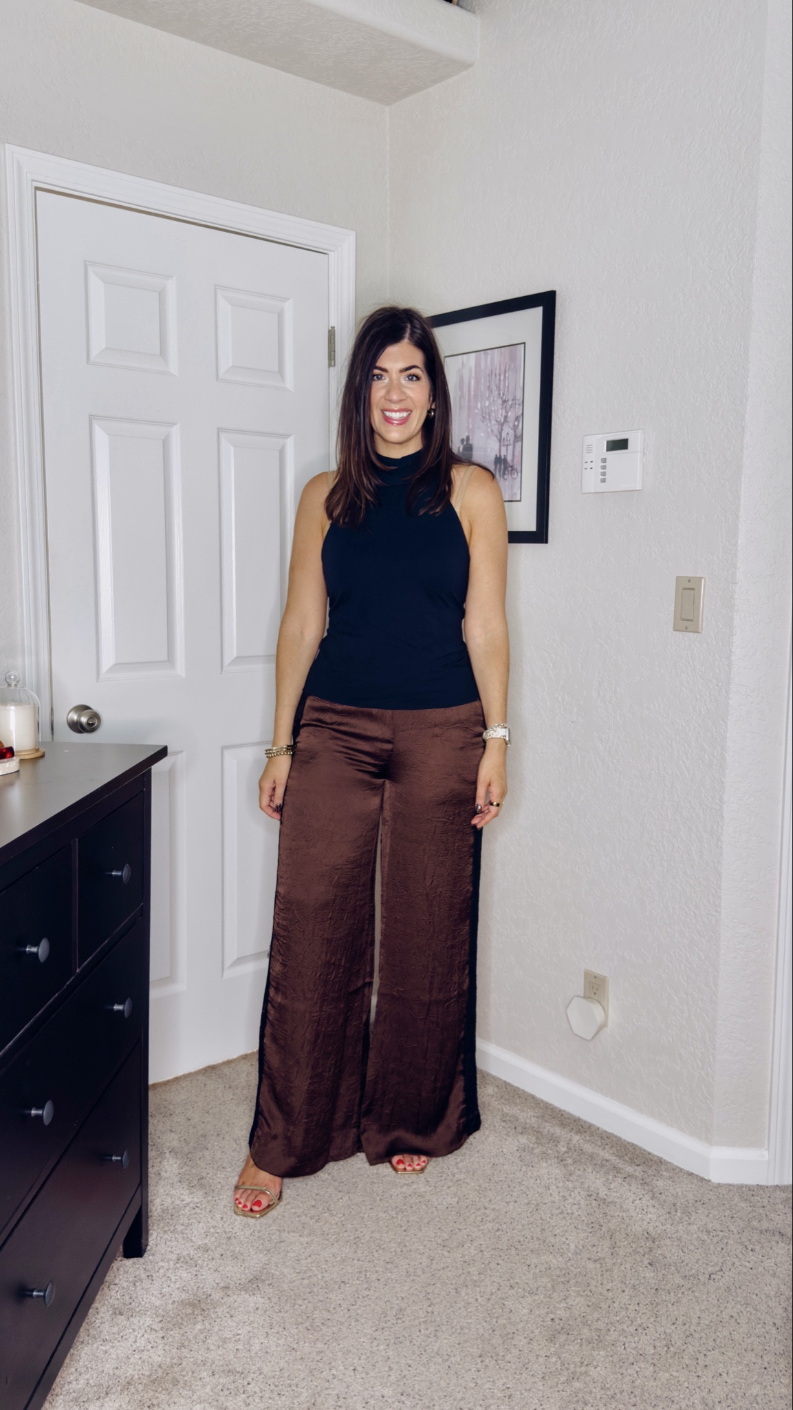 Anthro try on
In a medium ponte knit top
In a medium  tall satin pant 

#LTKSeasonal #LTKMidsize #LTKTall