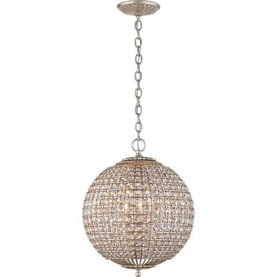 Renwick Small Sphere Chandelier in Burnished Silver Leaf with Crystal | Visual Comfort