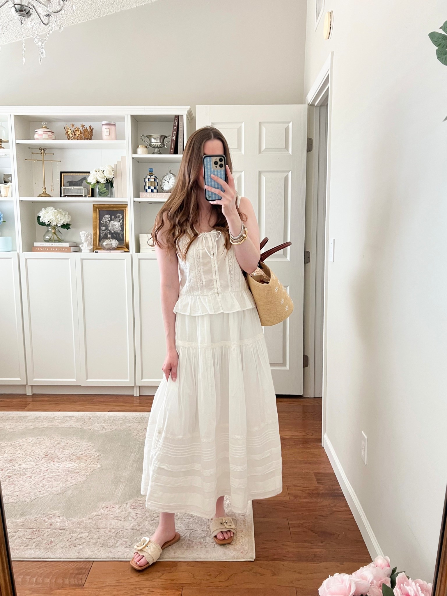 White midi skirt & matching top XS