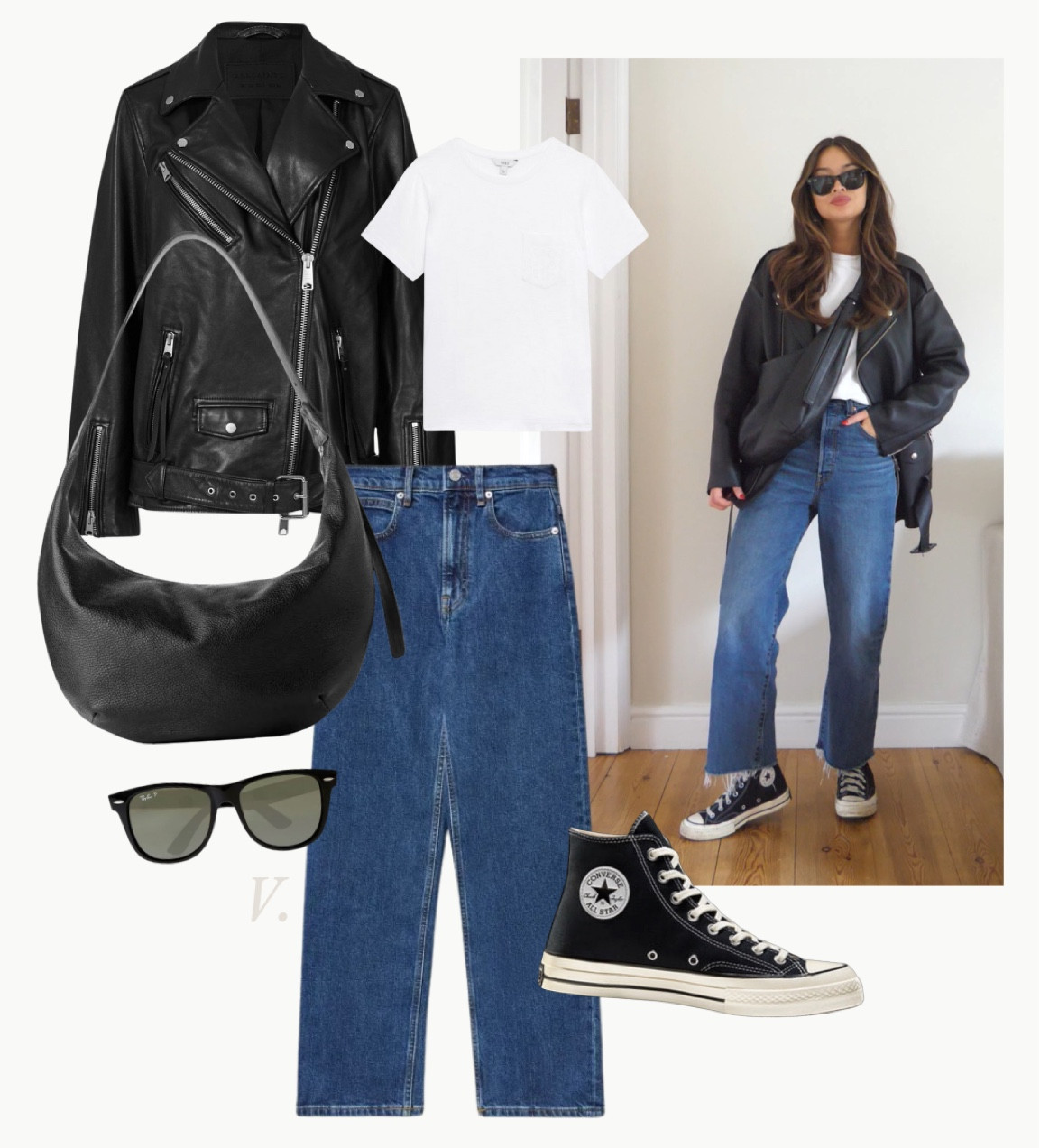 LOOK 5 from my What I Wore Last Week reel #levisjeans #whitetshirt #leatherjacket 