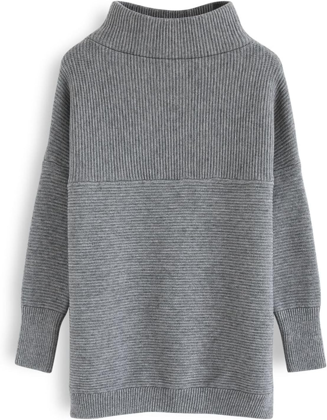 CHICWISH Women's Linen/White/Grey Cozy Ribbed Long Sleeve Turtleneck Knit Top Pullover Sweater | Amazon (US)