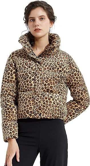 Orolay Women's Leopard Print Down Jacket Winter Coat Cropped Puffer Jacket | Amazon (US)
