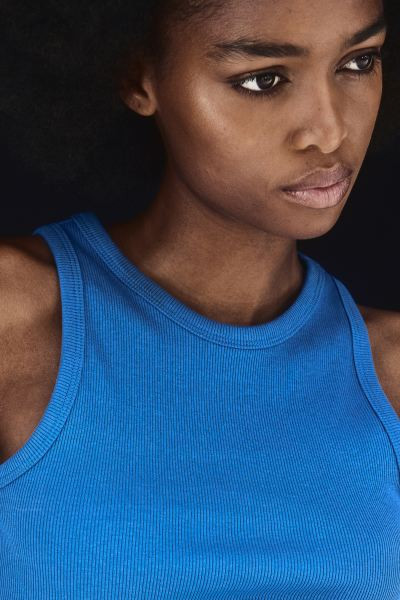 Crop Tank Top - Sleeveless - Crop - Blue - Ladies | H&M US | H&M (US + CA)