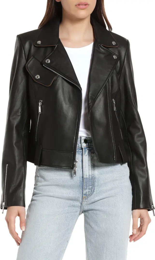 Sam Edelman Piped Leather Moto Jacket | Nordstrom | Nordstrom