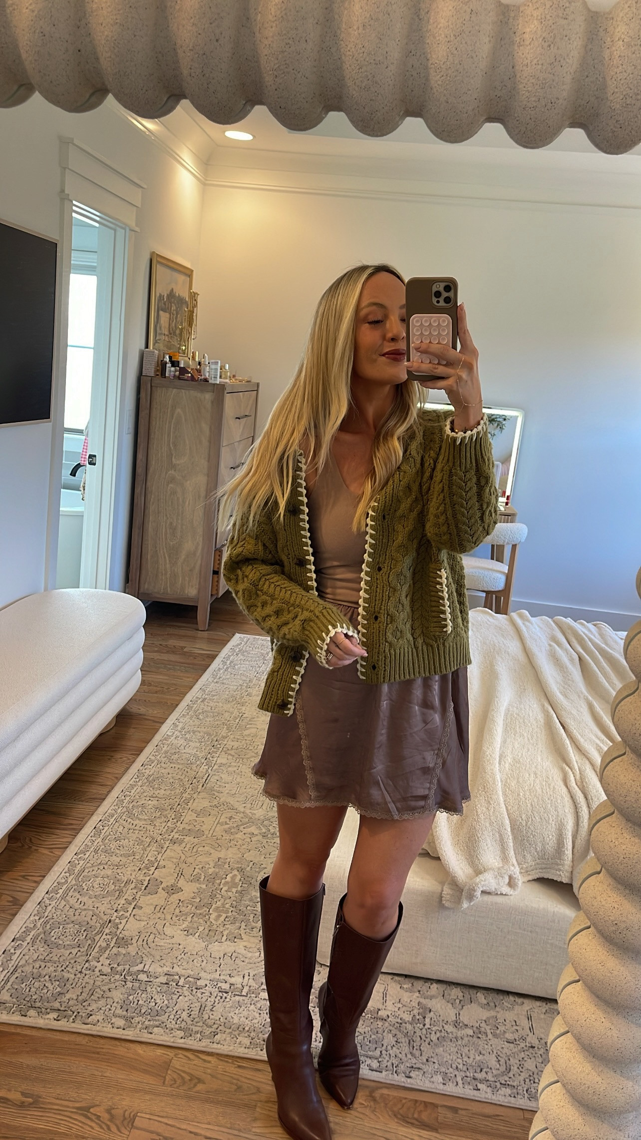 Fall Outfit Idea to Save | Cardigan, satin skirt & tall boots 👢 fall outfit ideas, fall outfits, early fall outfits, September outfit ideas, what to wear in September, transitional fall outfit, warm weather fall outfits, fall fashion inspiration, brown fall outfit, neutral fall outfit, cardigan outfit, chunky cardigan outfit, satin shorts outfit, lace trim shorts outfit, tall boots outfit, brown boots outfit, fall outfits with boots, cardigan and boots outfit, casual fall outfit, cute fall outfits, fall date night outfit, Nashville fall outfit, fall winery outfit, autumn outfit inspiration, fall weekend outfit, fall color palette, fall outfit

#LTKSeasonal #LTKootd #LTKgrwm