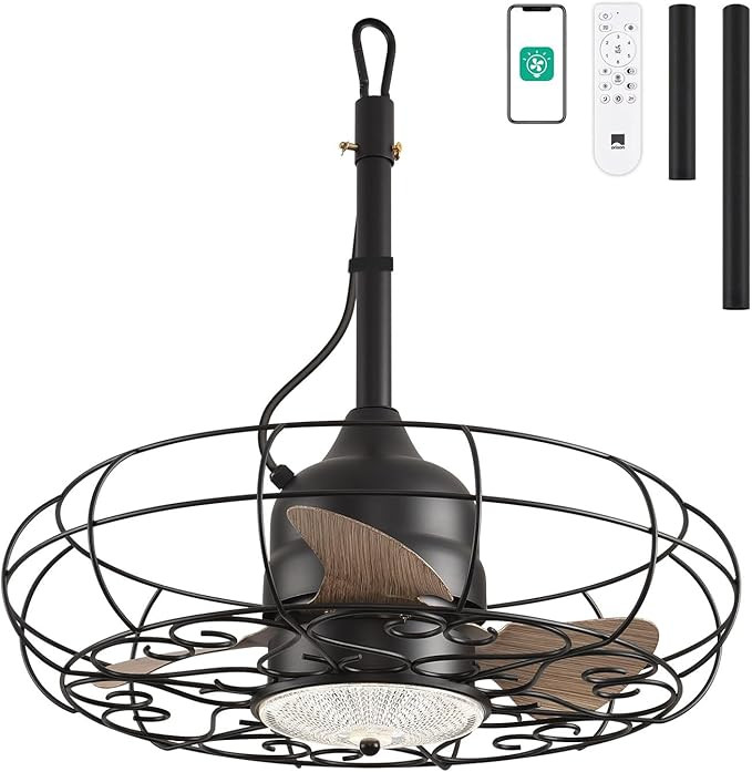 Orison Outdoor Ceiling Fans with Light, 21'' Wet Rated Outdoor Hanging Fan for Gazebo, Plug in Ca... | Amazon (US)