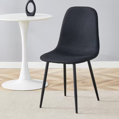Kumasinova Dining Chairs Set of 4,Black Linen-Cotton Upholstered Chairs with Black Metal Legs,High-Resilience Side Chairs for Kitchen,Dining Room | Target