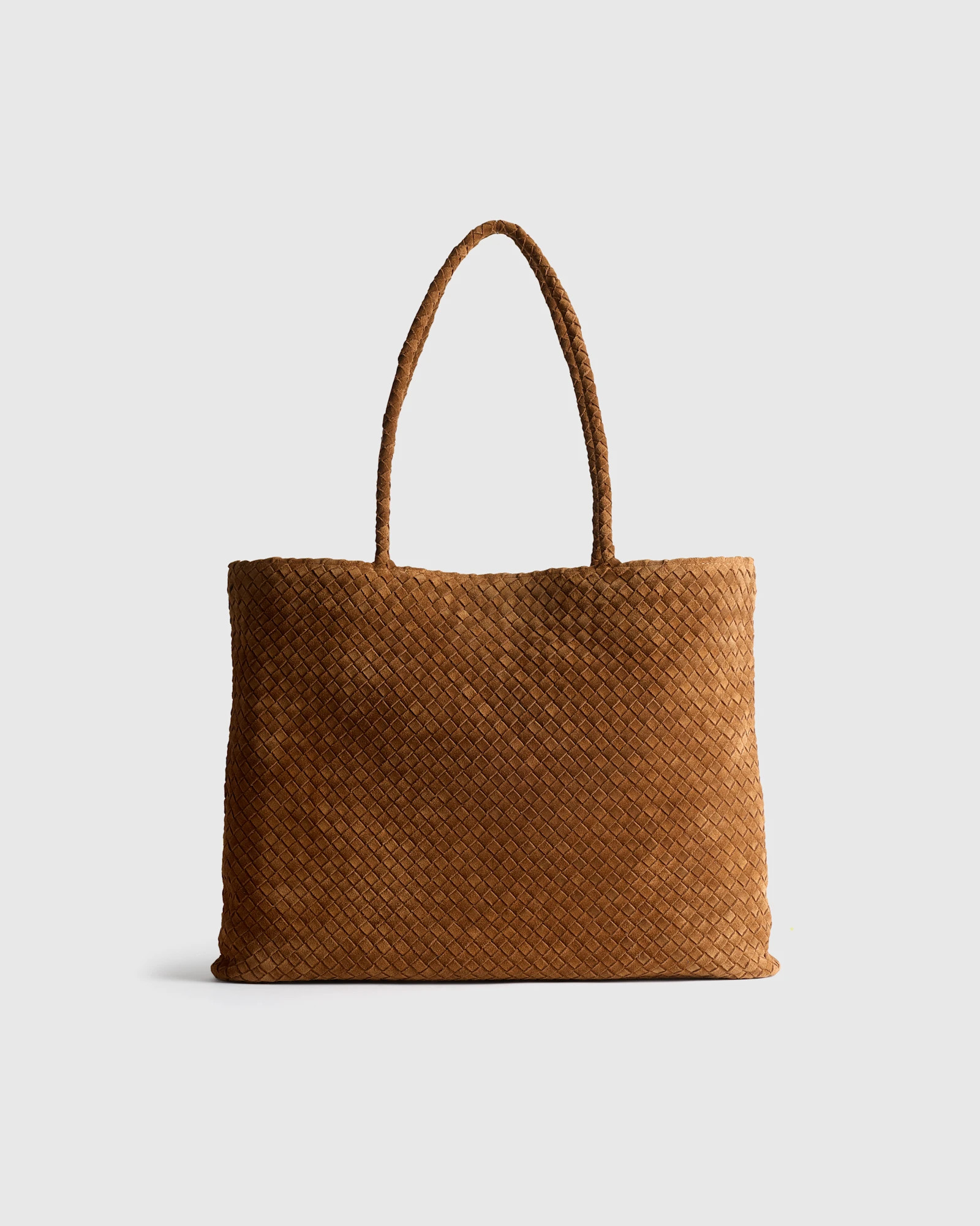 Quince | Women's Siena Suede Handwoven Tote in Olive, Suede Leather | Quince