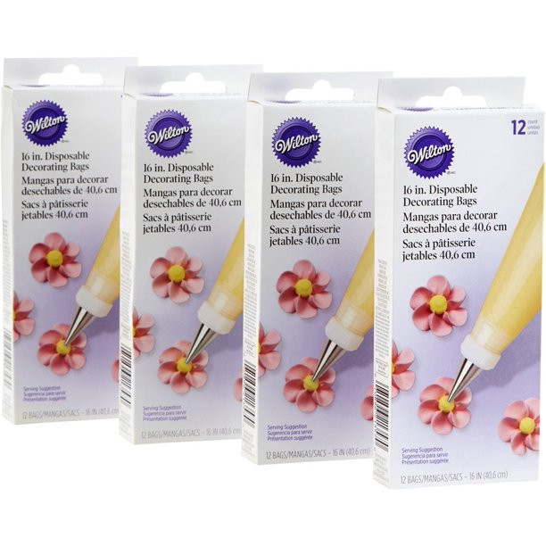(4 Pack) Wilton 16-Inch Disposable Decorating Bags, 12-Count Piping Pastry Bags | Walmart (US)