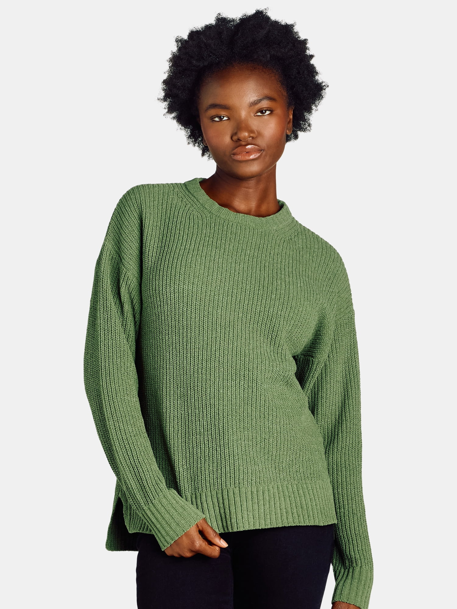 Time and Tru Women’s Chenille Sweater with Long Sleeves, Midweight, Sizes XS-XXXL | Walmart (US)