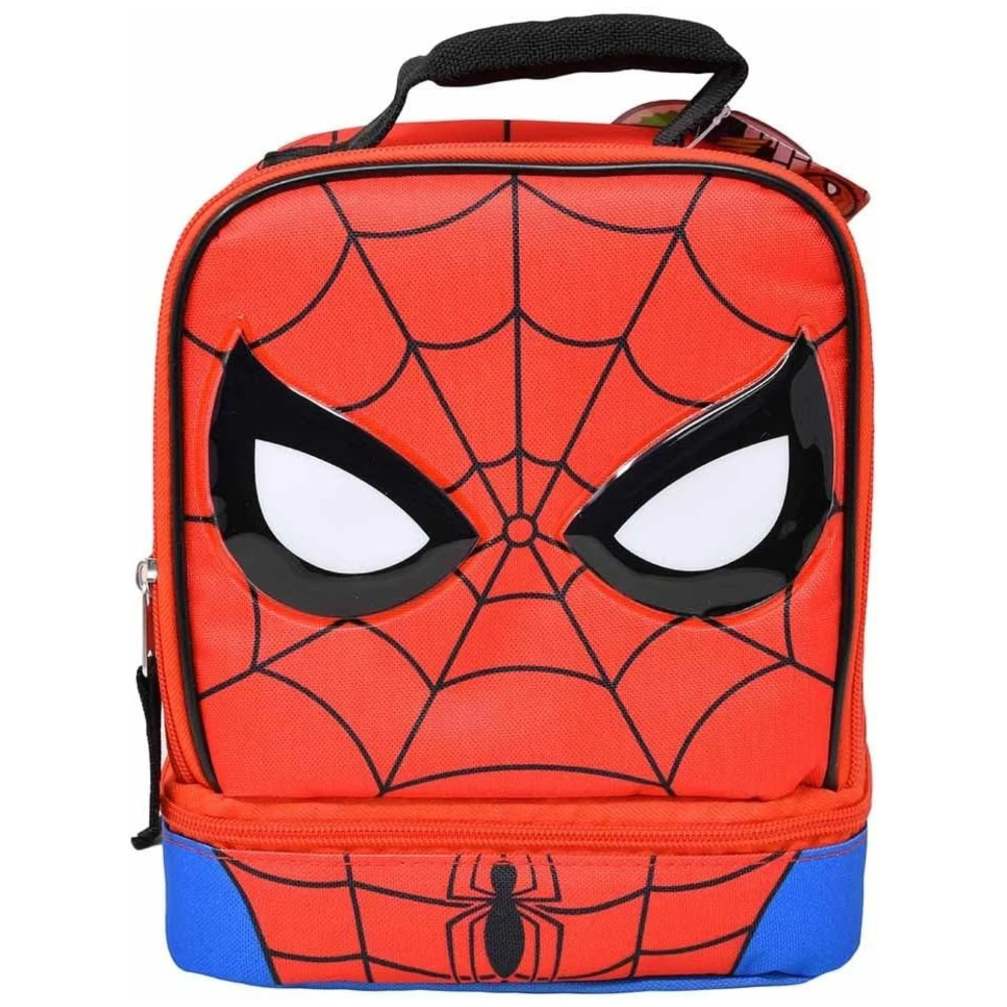 Spiderman Drop Bottom Rectangle Lunch Bag, Red with Spider Web Design and Character Eyes | Walmart (US)
