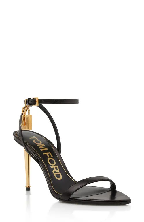 TOM FORD Padlock Naked Pointy Toe Sandal in Naa Black at Nordstrom, Size 36.5 | Nordstrom