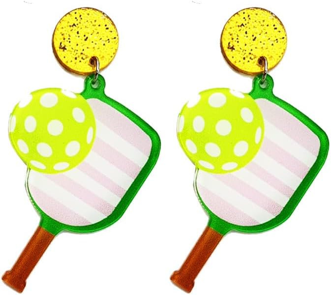 Cute Pickleball Earrings Acrylic Earrings Women's Sports Ball Jewelry | Amazon (US)