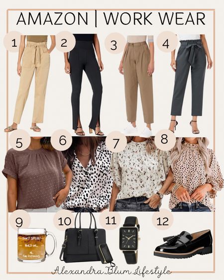 Amazon fashion finds! Amazon work wear! Dress pants and trousers, spring short sleeve blouse tops for work, tote bags, funny coffee mugs, loafers, and watch

#LTKfindsunder100 #LTKworkwear #LTKstyletip