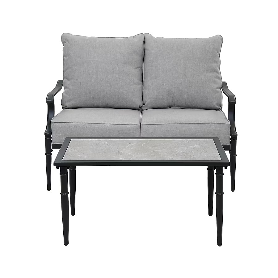 allen + roth Thomas Lake 2 -Piece Patio Conversation Set with Gray Cushions | Lowe's