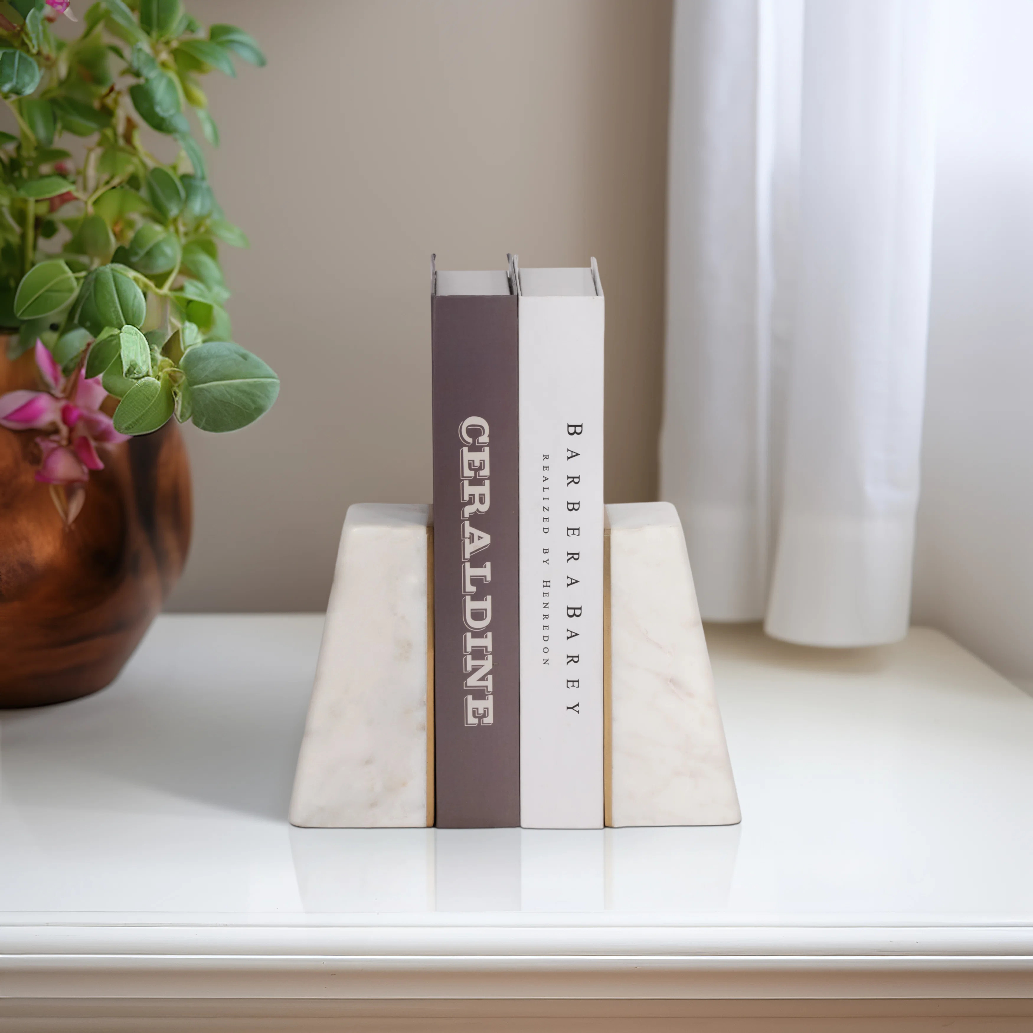Bookends and Decorative Book Ends – Modern Bookends with Marble Finish – Home Decor Bookends ... | Wayfair North America