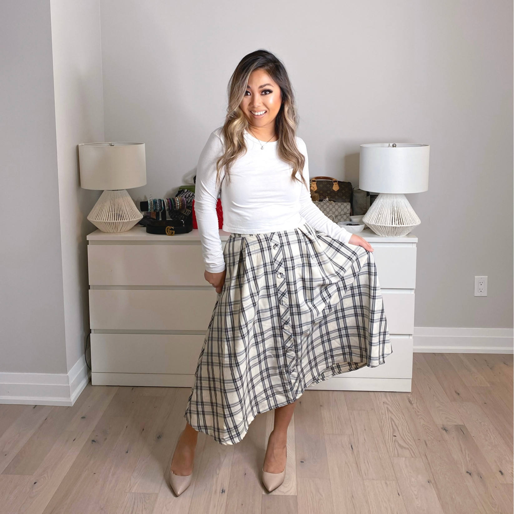 Cute Girly Look Idea 
White crop top 
Aline Skirt
Beige Heels
Follow Glam Mommy Boss ➮@MaiTTranly
for MORE Fashion + Lifestyle + Beauty + Travel Finds, Ideas, Tips, Deals & MORE

Thanks for dropping by. I really appreciate it! Please Like & Share!

Make Everyday Count Because You’re a Superstar💫
XoXo Mai T 
www.maittranly.com


#LTKU #LTKstyletip #LTKFind