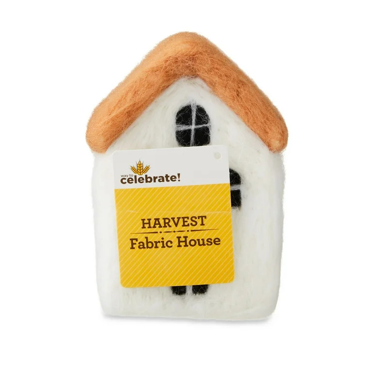White & Orange Harvest Small Fabric House Tabletop Decoration, 5 inch, by Way To Celebrate | Walmart (US)