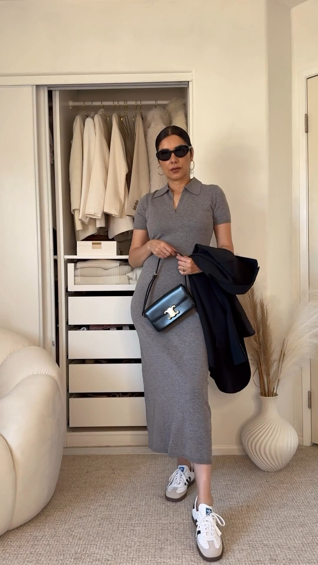 Fall outfit idea wearing one of my favorite dresses at the moment 