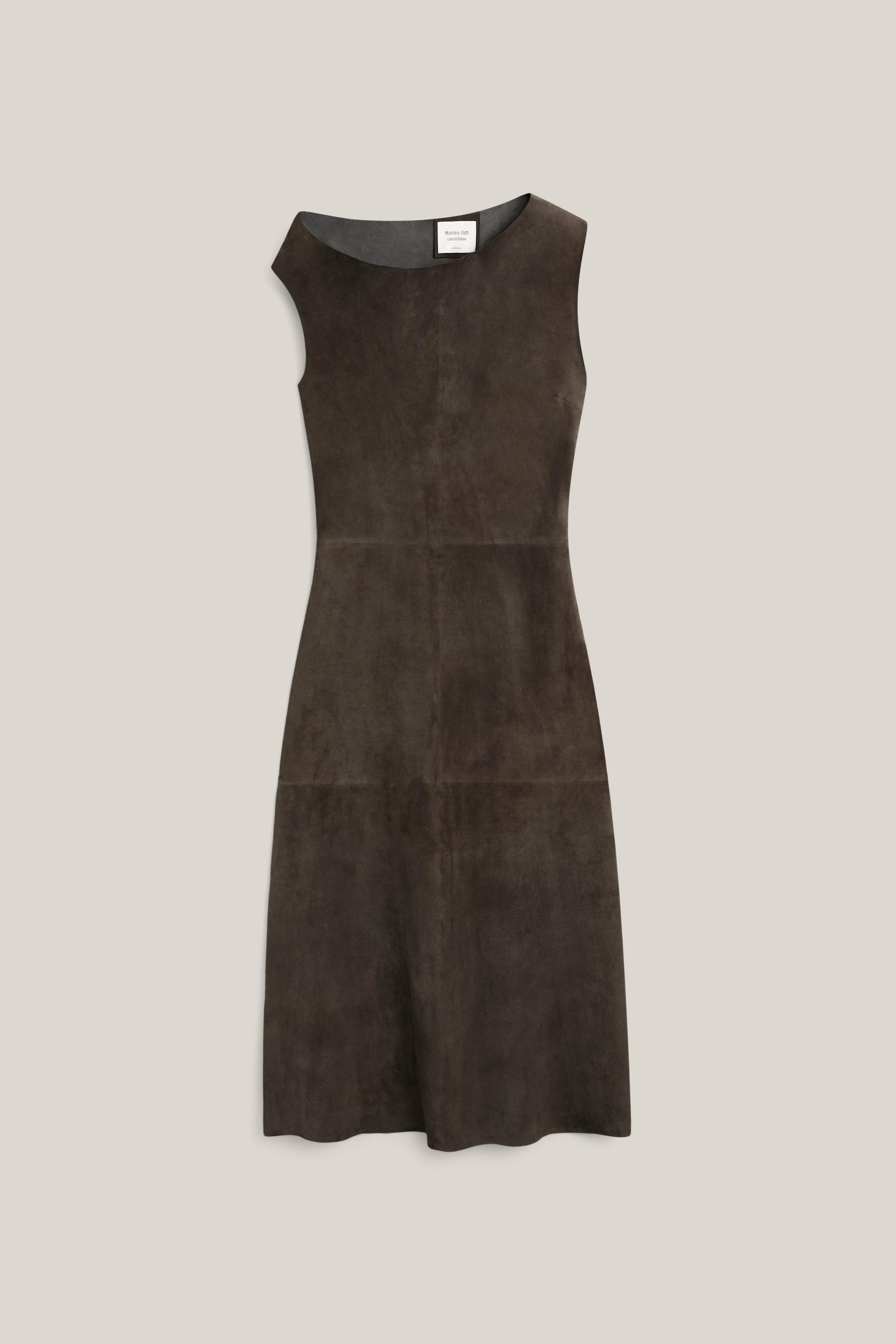 VIEW LOOK
Asymmetric neckline suede midi dress - LIMITED EDITION

 £349  Colour:  Mole Brown  Ad... | Massimo Dutti UK