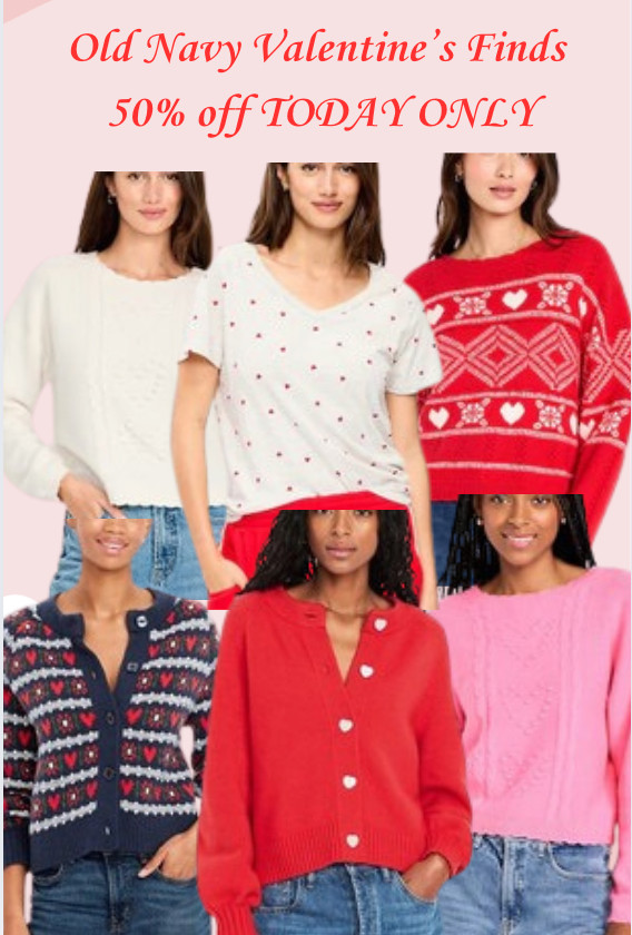 Old Navy has the cutest Valentine's Day finds. TODAY ONLY these picks are 50% off!  

 #LTKSeasonal #LTKSaleAlert #LTKFindsUnder50