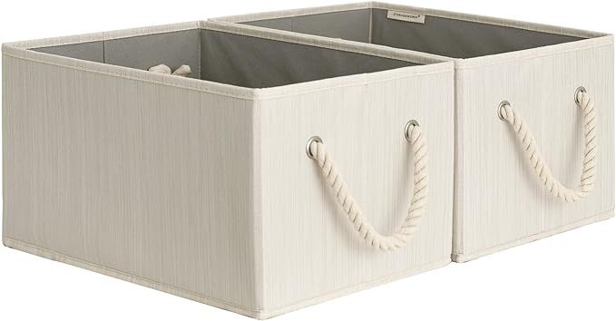 StorageWorks Storage Baskets for Shelves, Fabric Closet Storage Bins with Handles, Rectangle Bask... | Amazon (US)