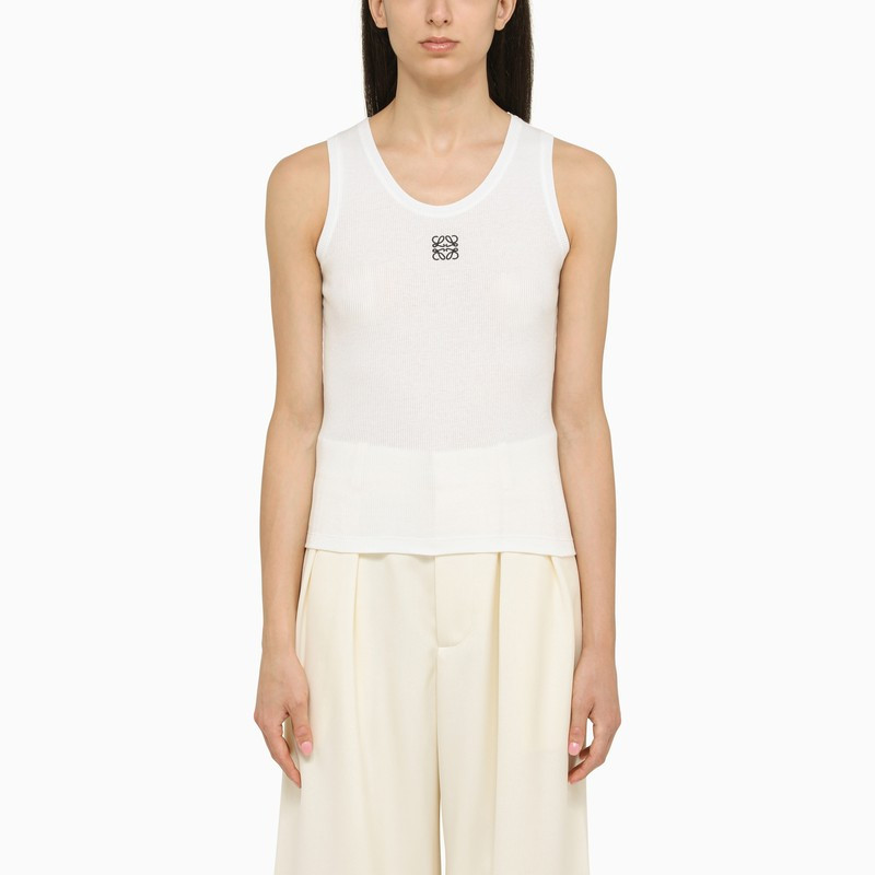 White Anagram-embroidery tank top | The Double F