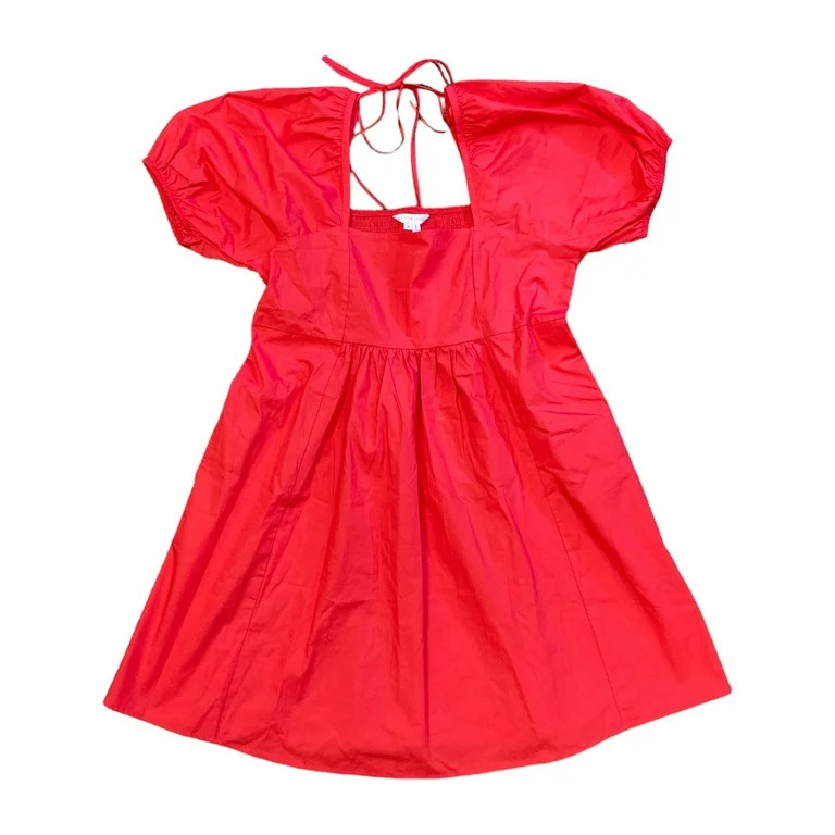 Draper James Ladies Square Neckline Tie Back Puff Sleeve Dress (Hibiscus, M) | Walmart (US)